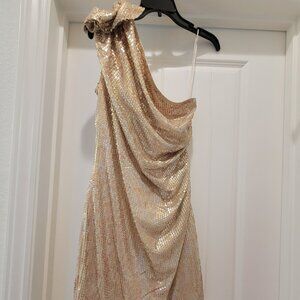 Women's gold sequin cocktail dress